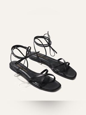 Margaux Black The WRAP SANDAL Lace-Up Strappy Sandals size 8.5